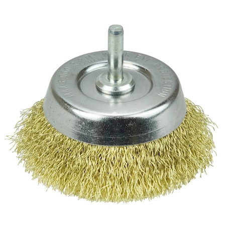 Weiler 2-3/4" Crimped Wire Utility Cup Brush .0118" Brass Fill 1/4" Stem 14311